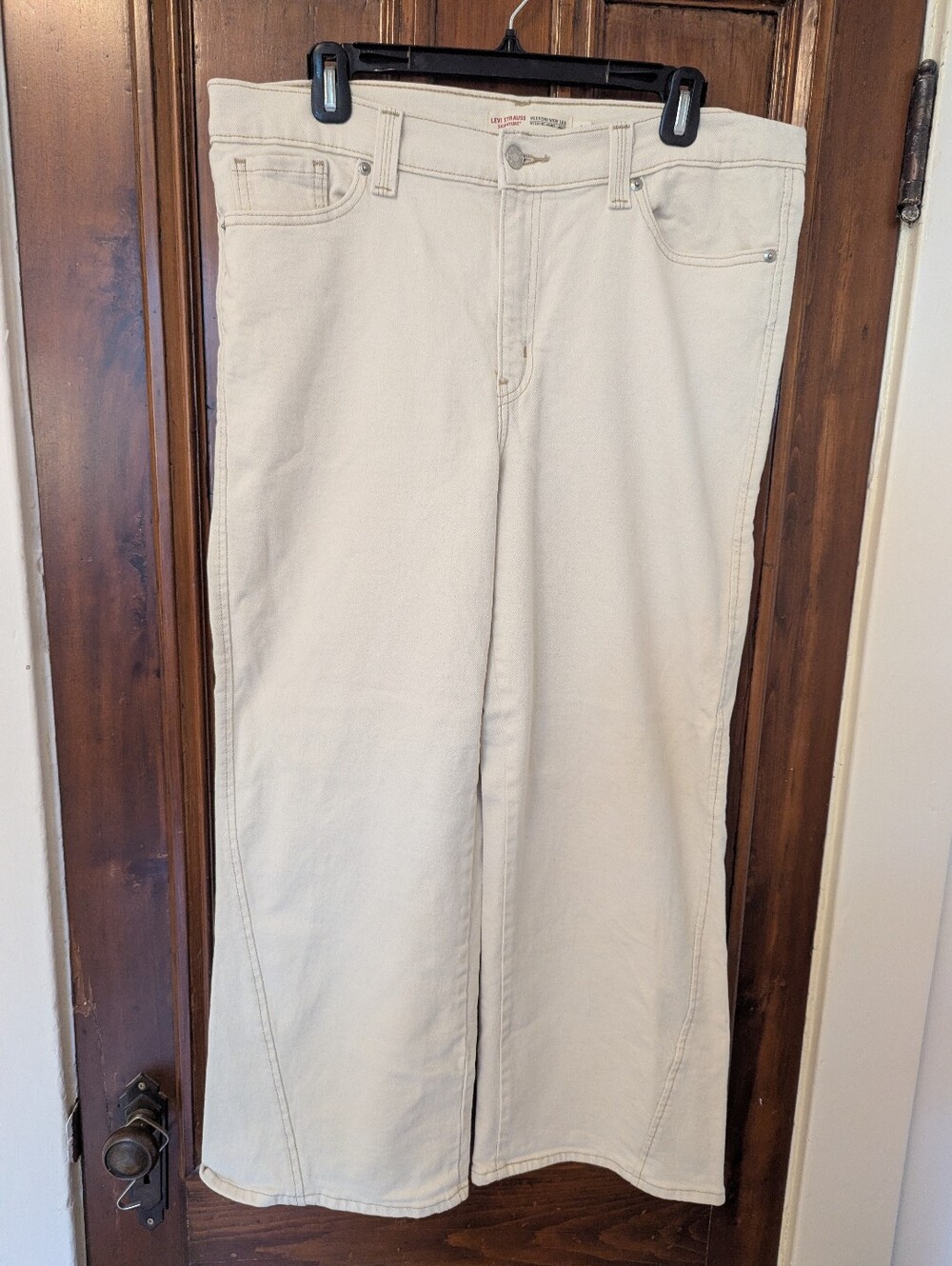 Levi Strauss Signature Weekend Wide Leg Jeans Cream Size 14